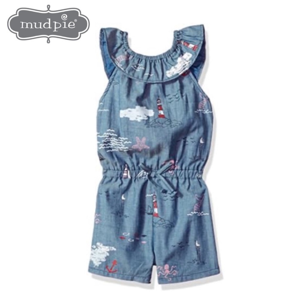 Mud Pie Toddler Girl’s Sleeveless Denim Romper